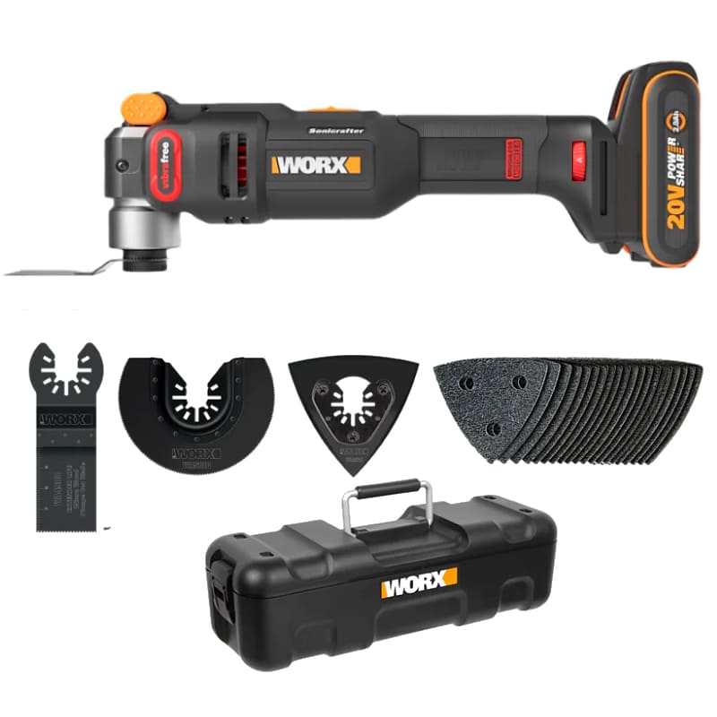 WORX WX698.9 Sonicrafter Brushless 20V con accesorios